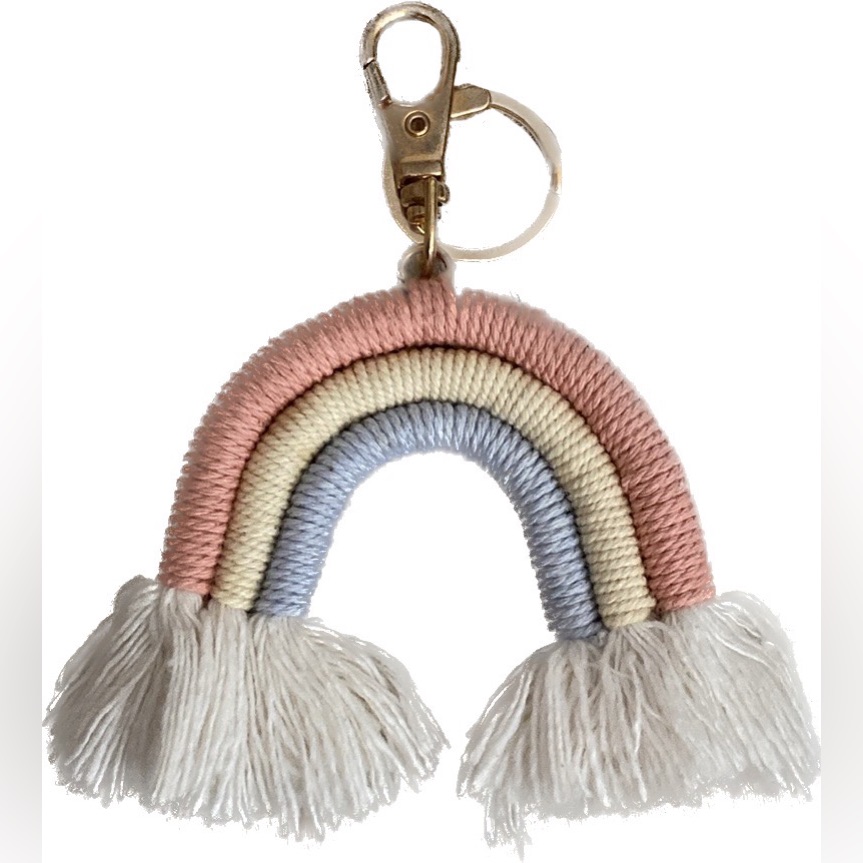 Rainbow Macrame Keychain